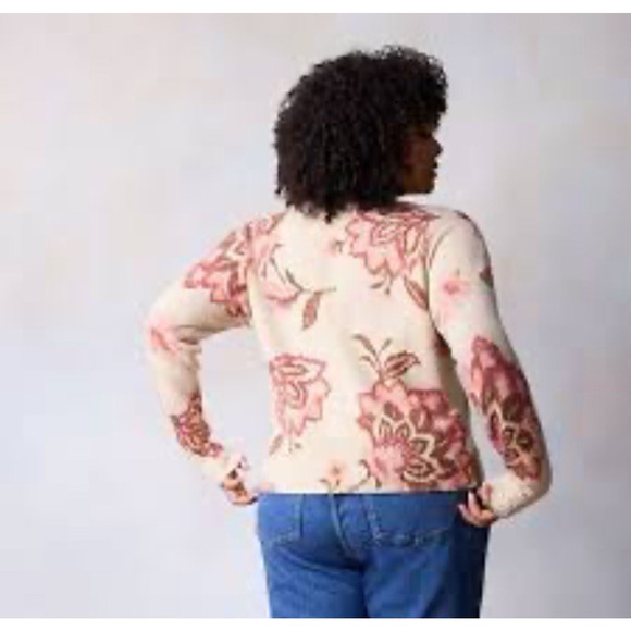 Lauren Conrad Sweater Plus Size 1x Floral Print Beige Mock Neck Fall Winter Warm - Picture 6 of 9
